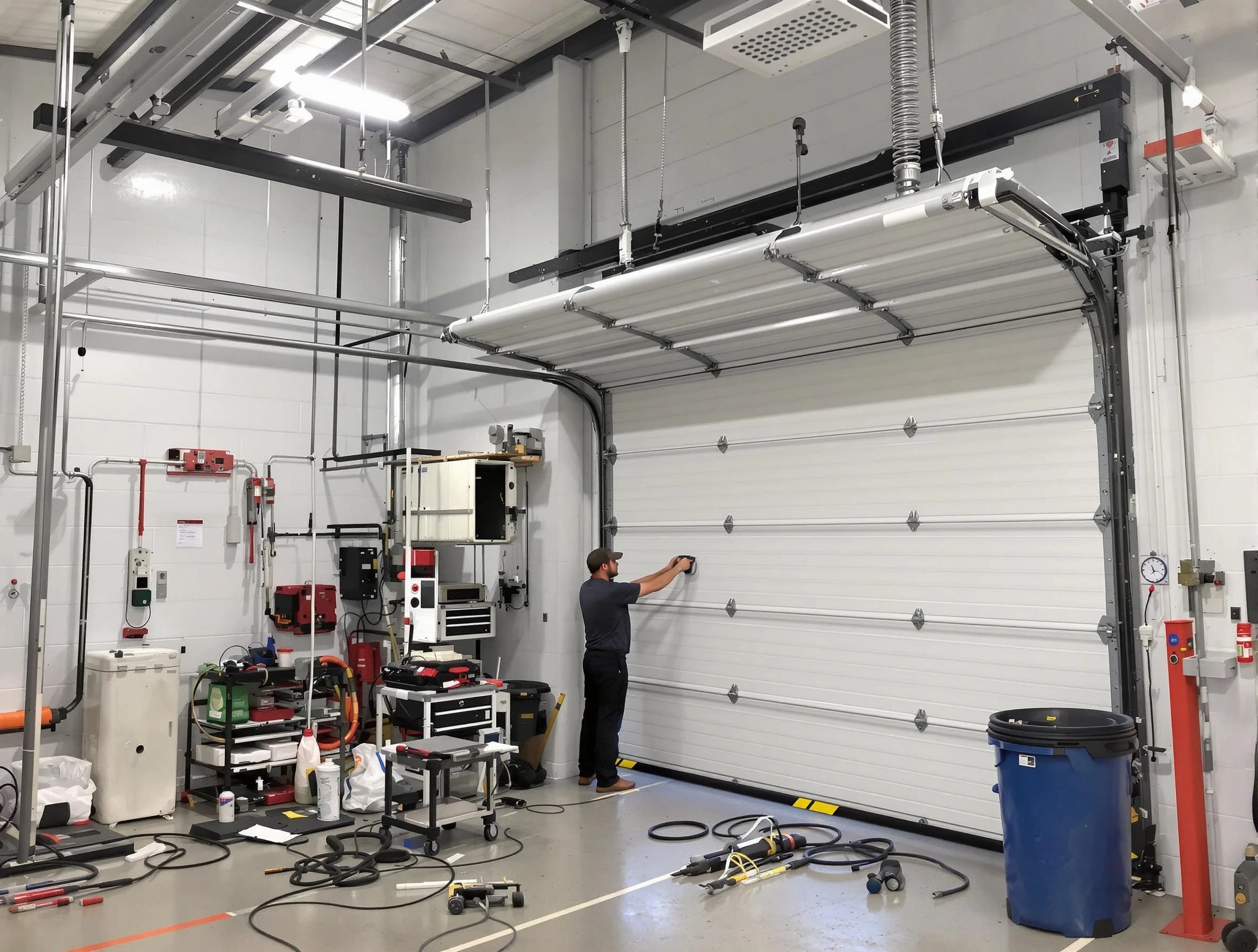 White City Garage Door Repair certified technician performing commercial door repair at a White City business facility