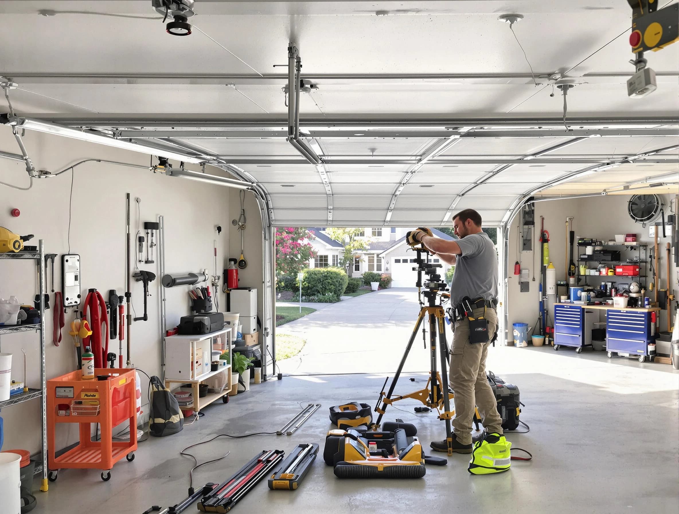 White City Garage Door Repair specialist performing laser-guided track alignment in White City