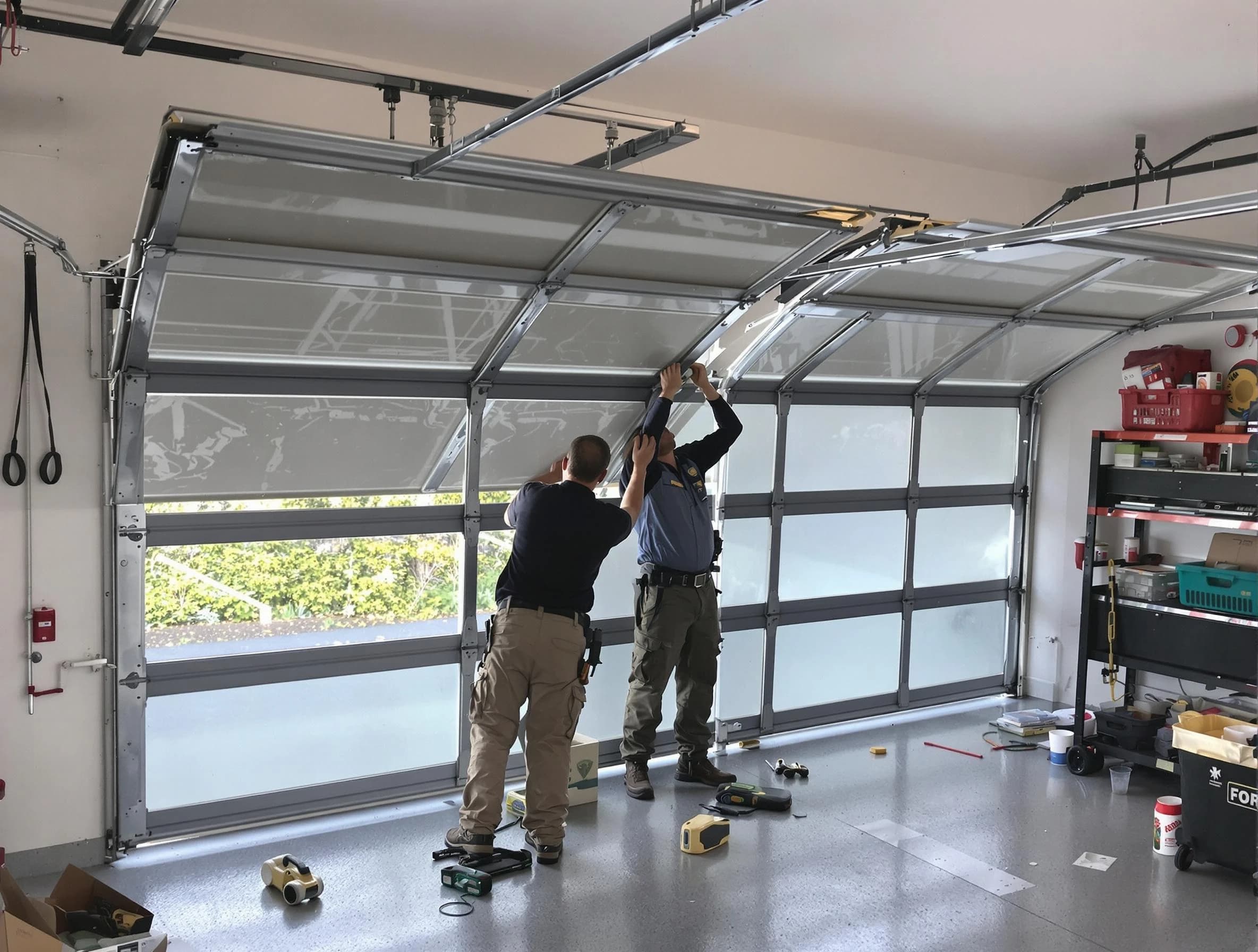 White City Garage Door Repair expert performing precise panel replacement on White City garage door
