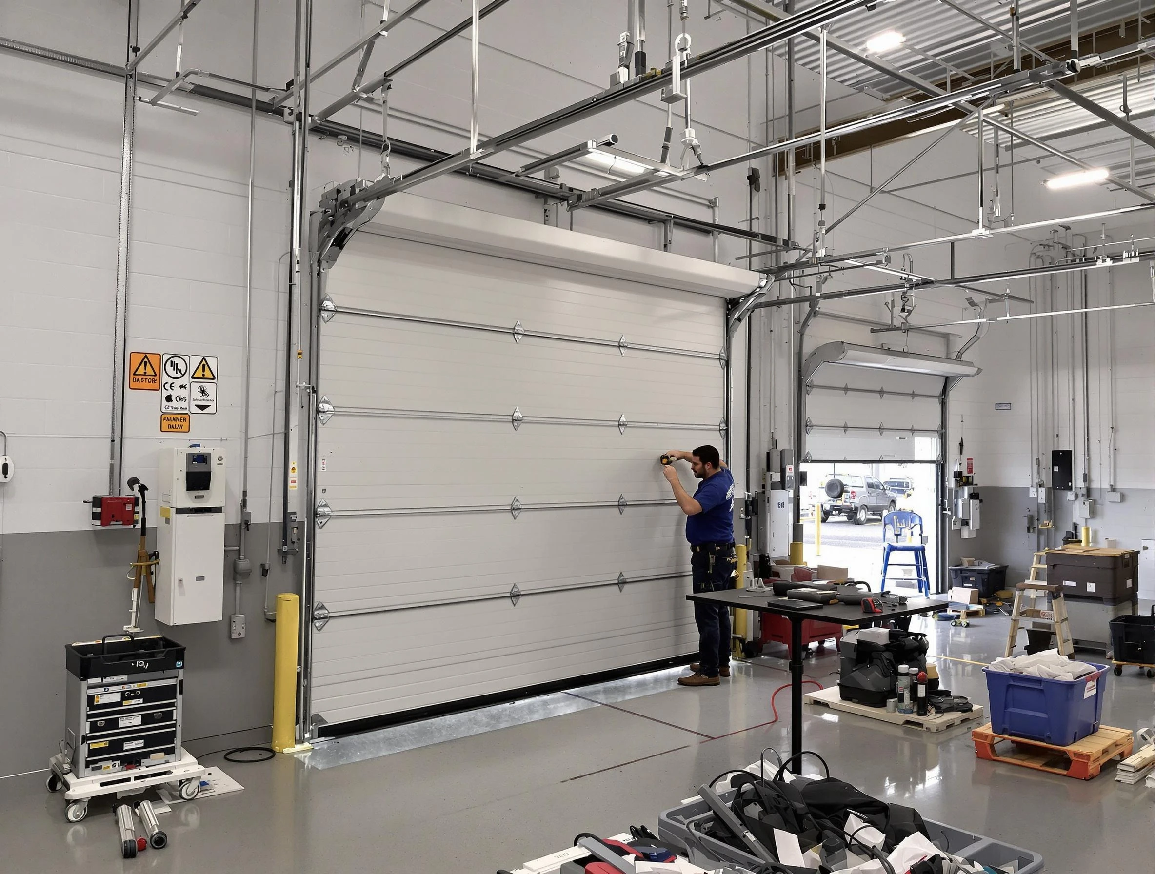Commercial garage door repair being performed by White City Garage Door Repair expert in White City
