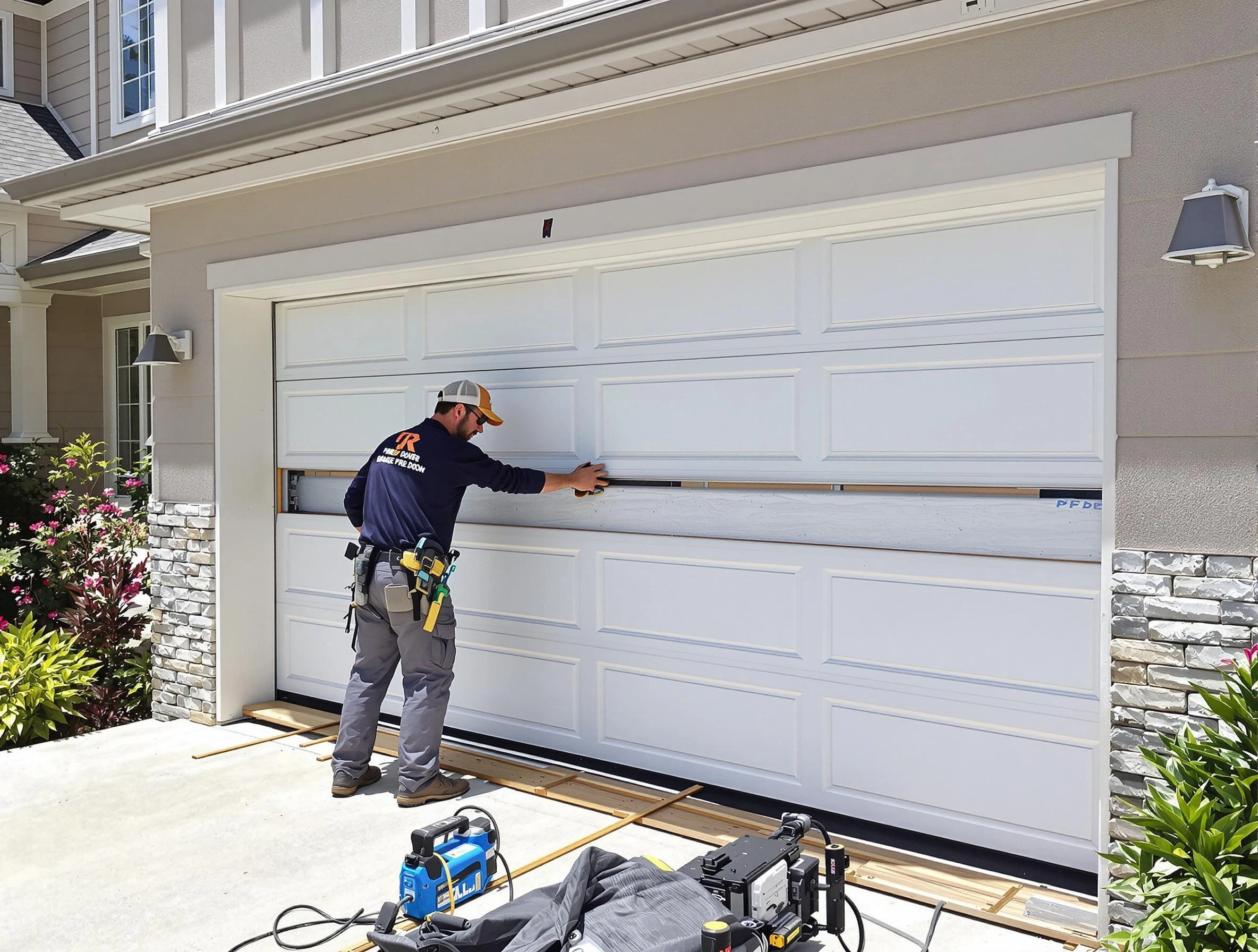 White City Garage Door Repair team performing complete garage door replacement at White City residence