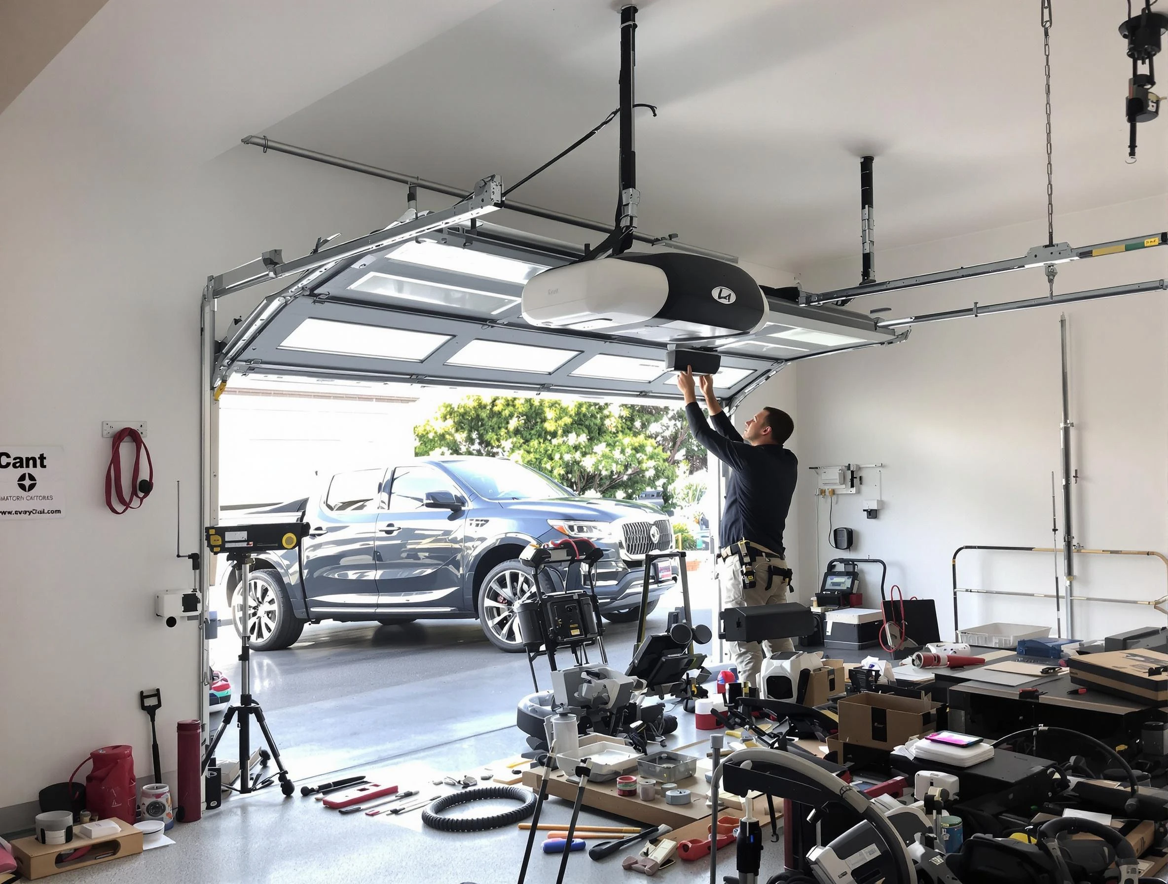 White City Garage Door Repair specialist installing smart garage door opener system in White City home