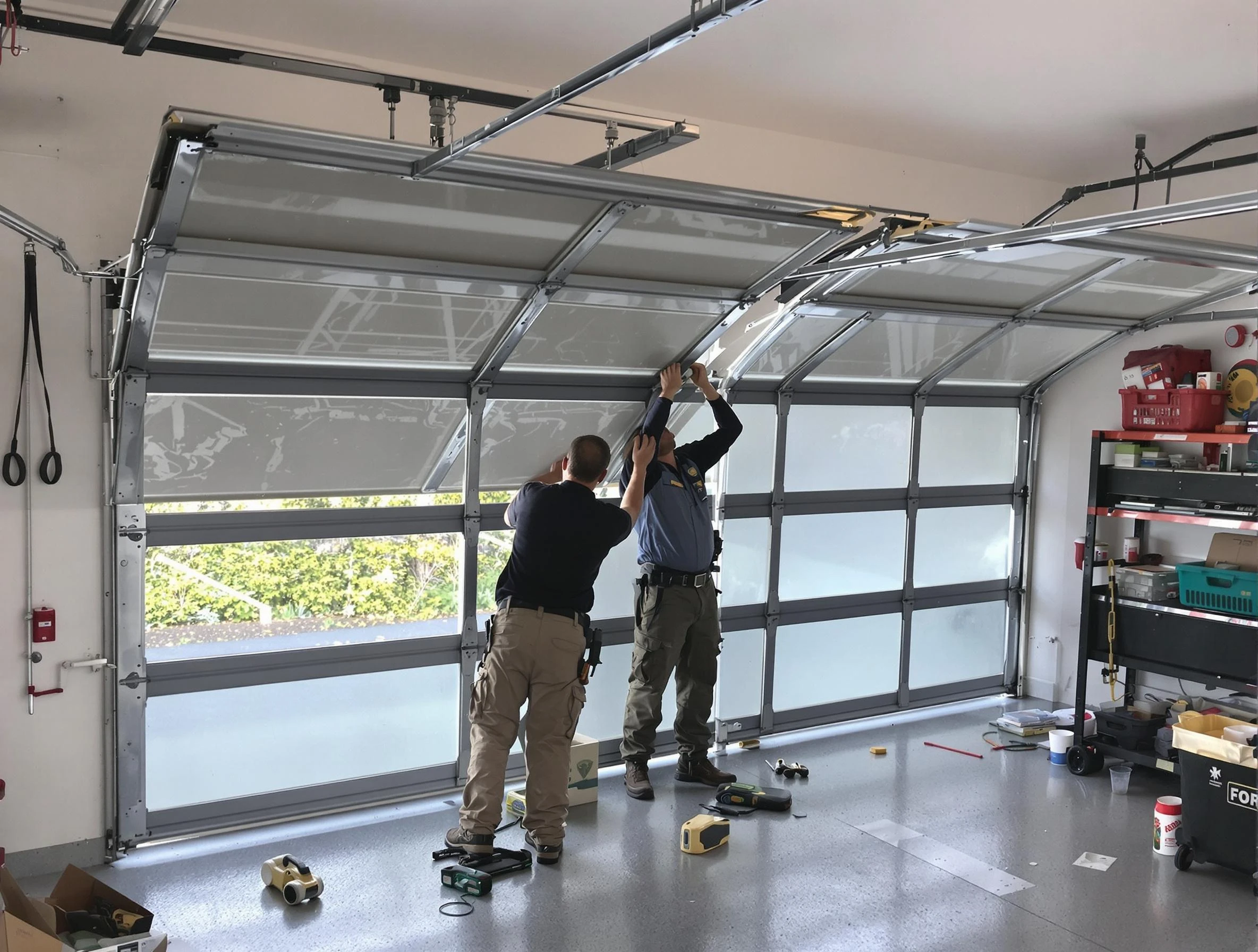 White City Garage Door Repair expert performing precise panel replacement on White City garage door