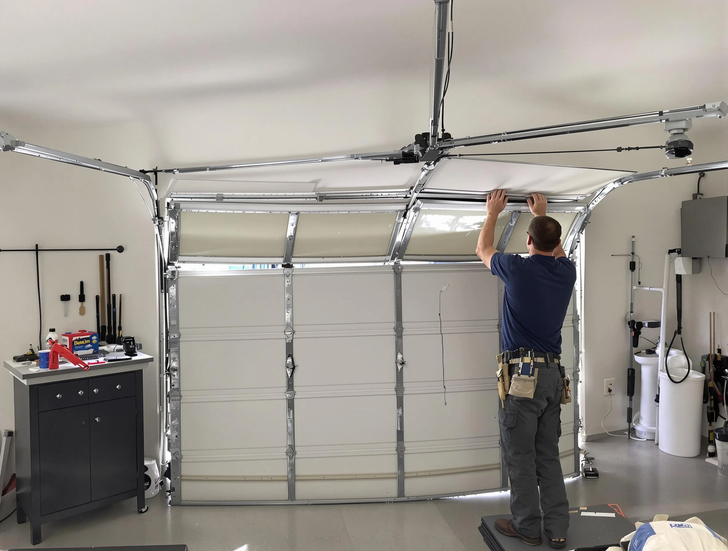 White City Garage Door Repair specialist performing precise section replacement on White City garage door
